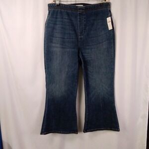Pilcro Anthropologie Womens L Petite Flare Leg Bootcut Pull On Jeans Stretch NWT